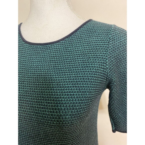 COS Textured Knit Short Sleeve Dress XS Green / Navy Cotton $135 - Picture 2 of 8